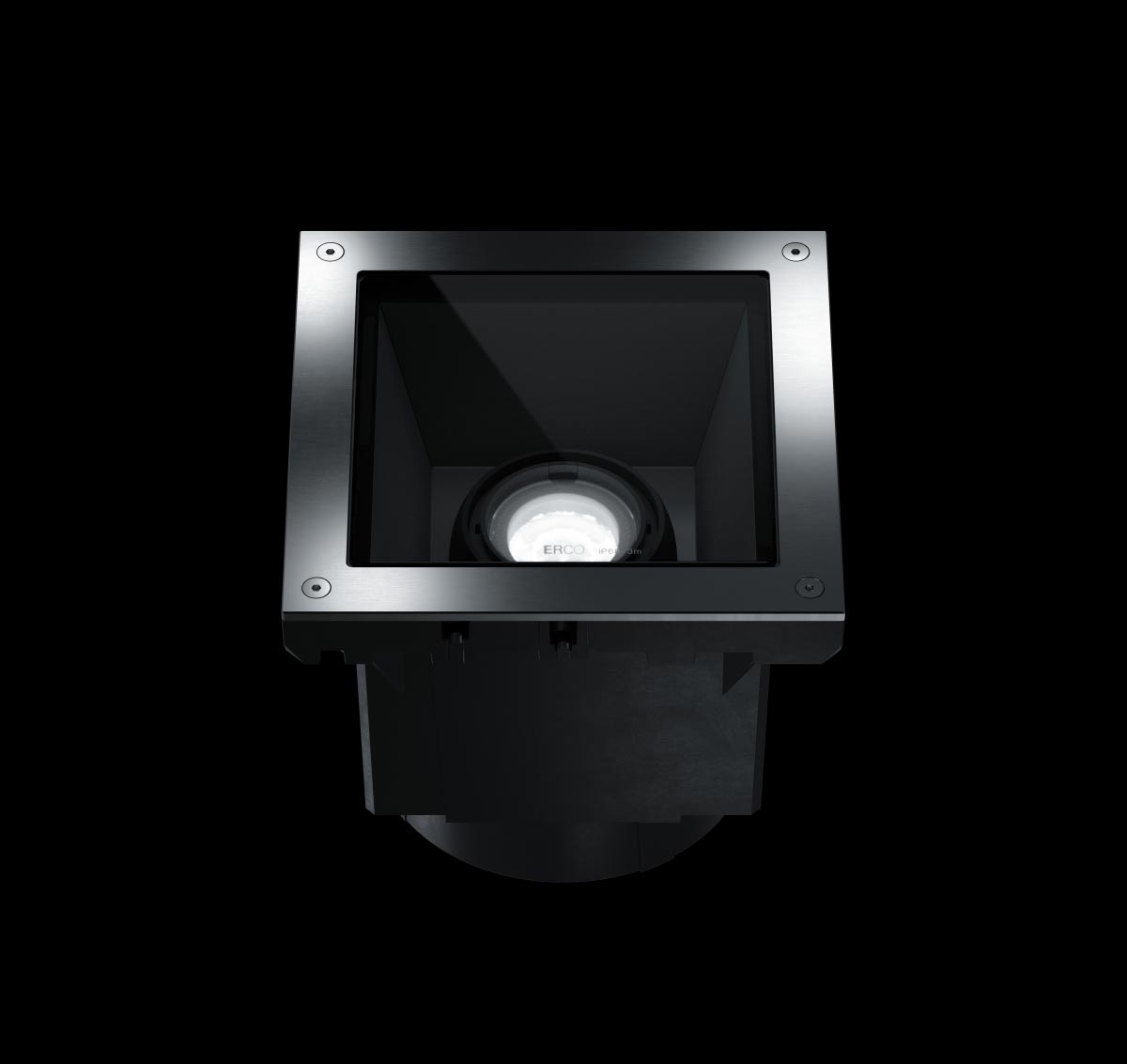 Tesis IP68 Square In-ground Directional Luminaire Spot Beam 6W LED 3000K ECG Stainless Steel Flush