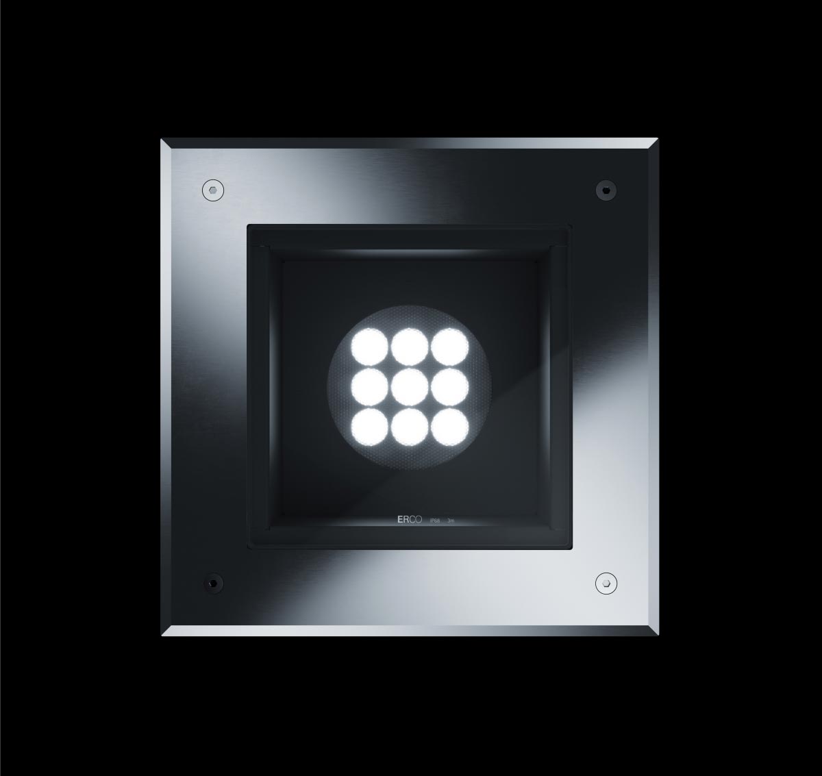 Tesis IP68 Square In-ground Luminaire Uplight Wide Flood Beam 18W LED 4000K Trailing-edge Dimmable Stainless Steel Flush